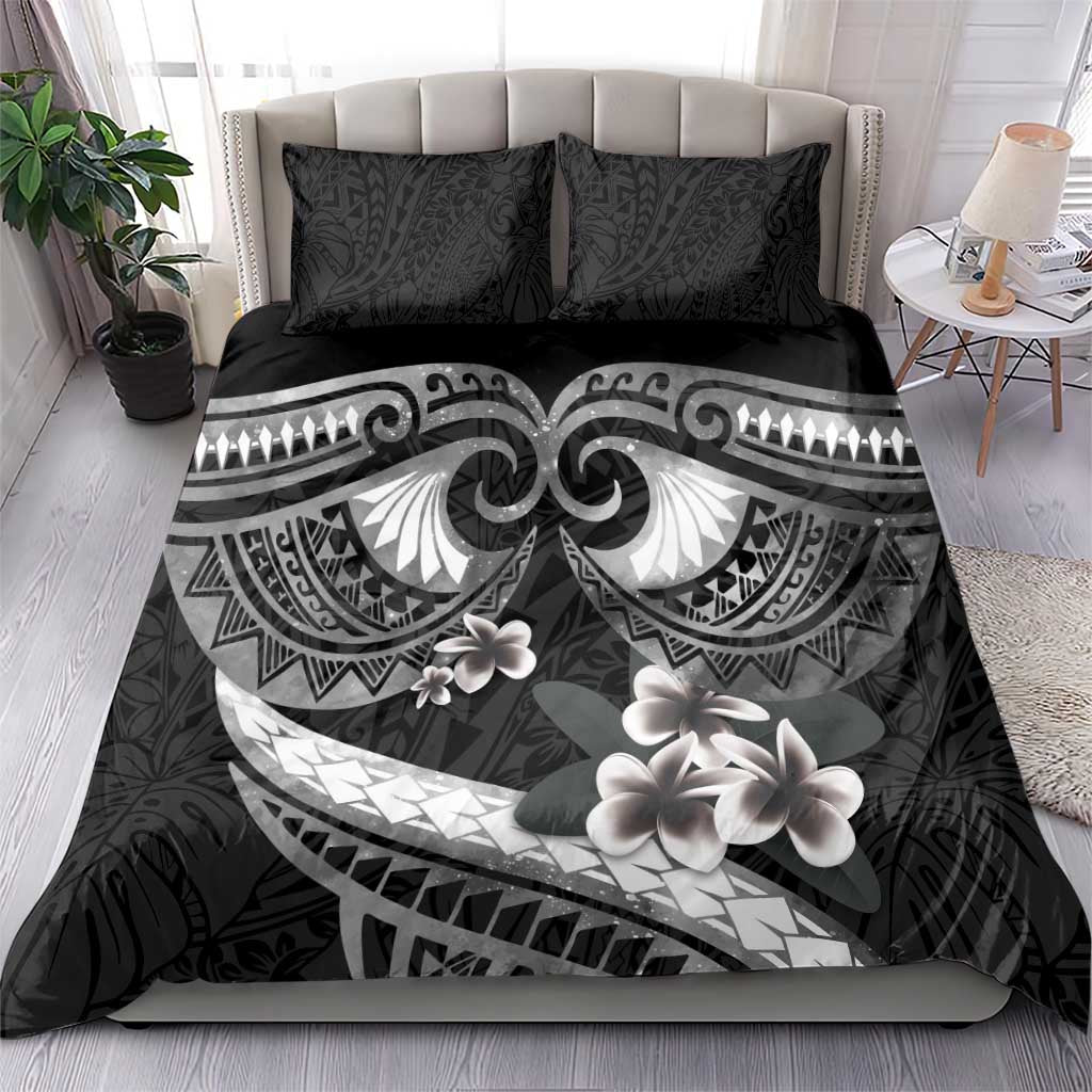 Black Polynesia Bedding Set Tribal Pattern Tropical Frangipani LT14 - Polynesian Pride