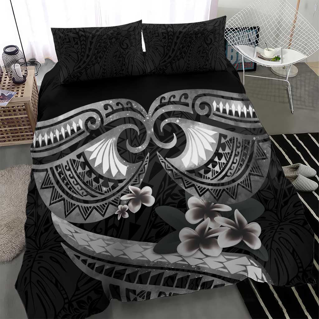 Black Polynesia Bedding Set Tribal Pattern Tropical Frangipani LT14 - Polynesian Pride