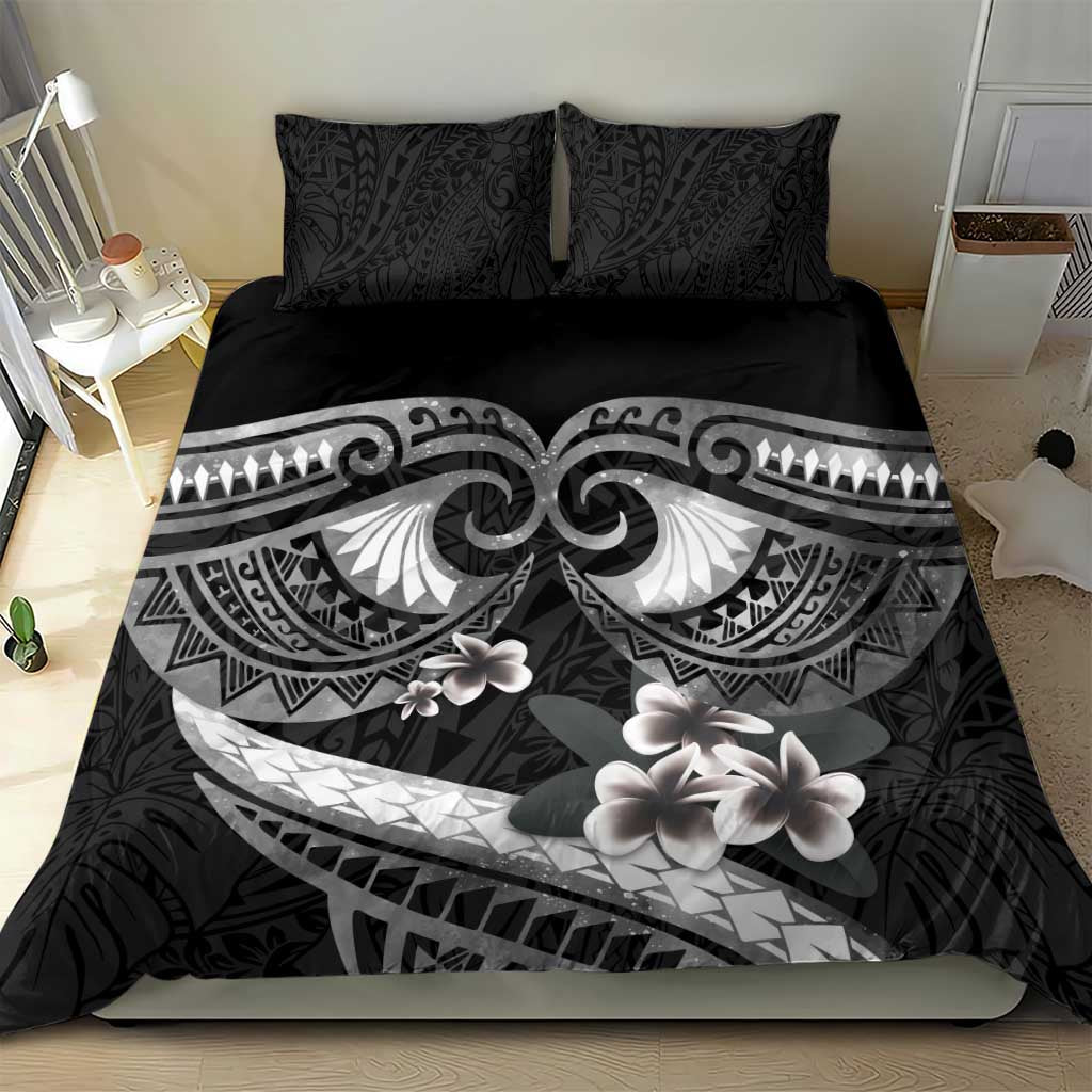 Black Polynesia Bedding Set Tribal Pattern Tropical Frangipani LT14 - Polynesian Pride