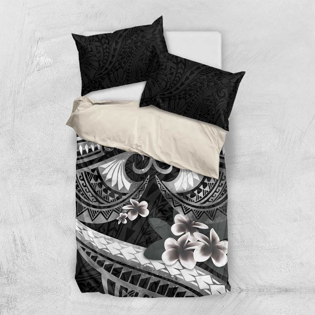 Black Polynesia Bedding Set Tribal Pattern Tropical Frangipani LT14 US Twin 172cm x 218cm Black - Polynesian Pride