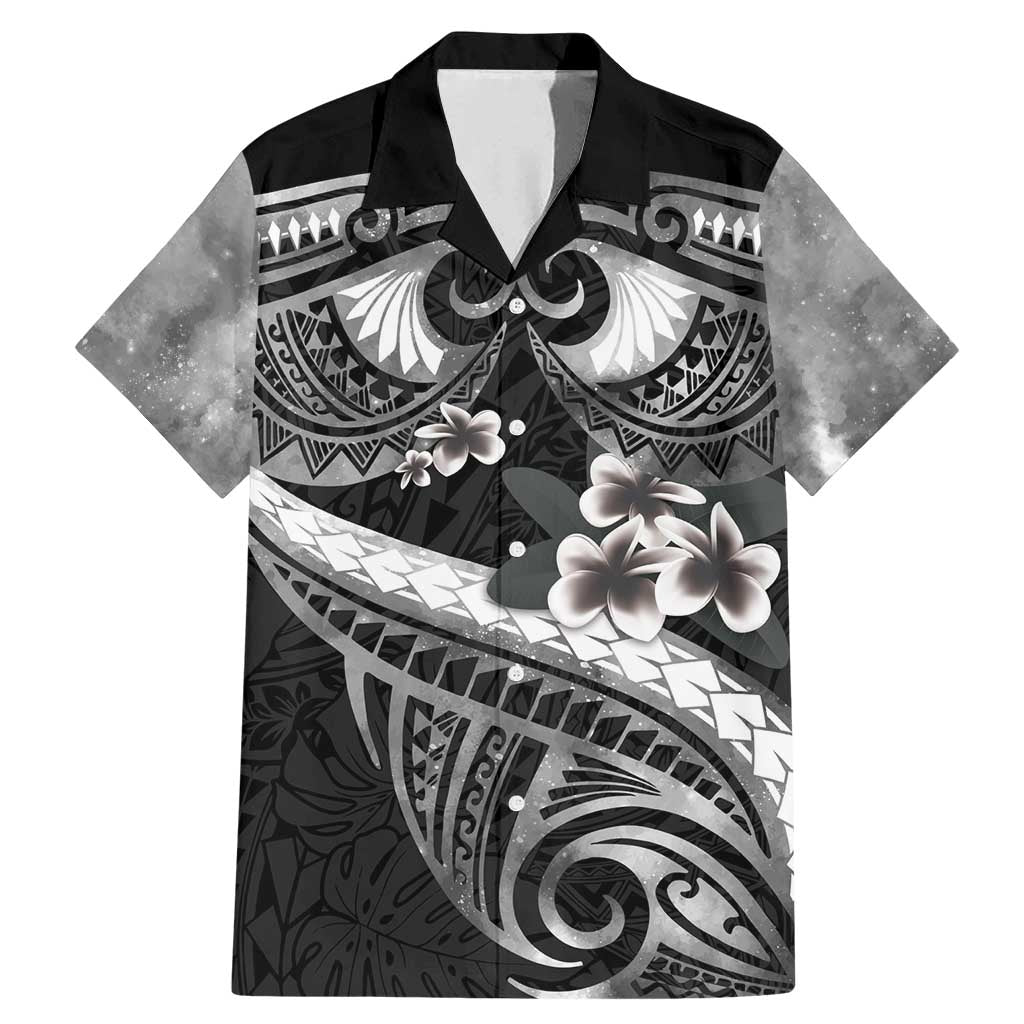 Black Polynesia Family Matching Mermaid Dress and Hawaiian Shirt Tribal Pattern Tropical Frangipani