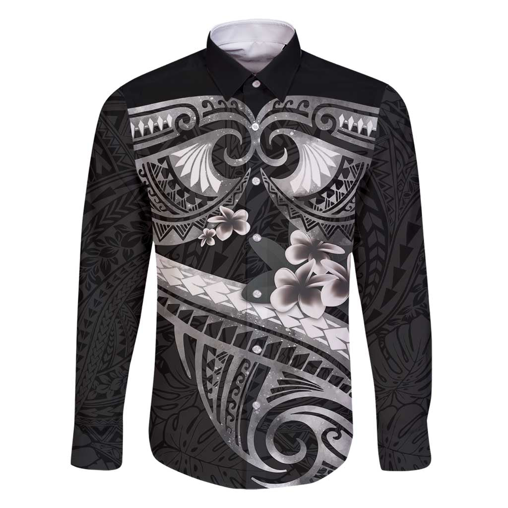 Black Polynesia Family Matching Mermaid Dress and Hawaiian Shirt Tribal Pattern Tropical Frangipani