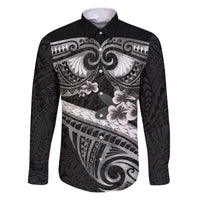 Black Polynesia Family Matching Puletasi and Hawaiian Shirt Tribal Pattern Tropical Frangipani