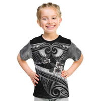 Black Polynesia Kid T Shirt Tribal Pattern Tropical Frangipani LT14 Black - Polynesian Pride