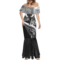 Black Polynesia Mermaid Dress Tribal Pattern Tropical Frangipani LT14 - Polynesian Pride