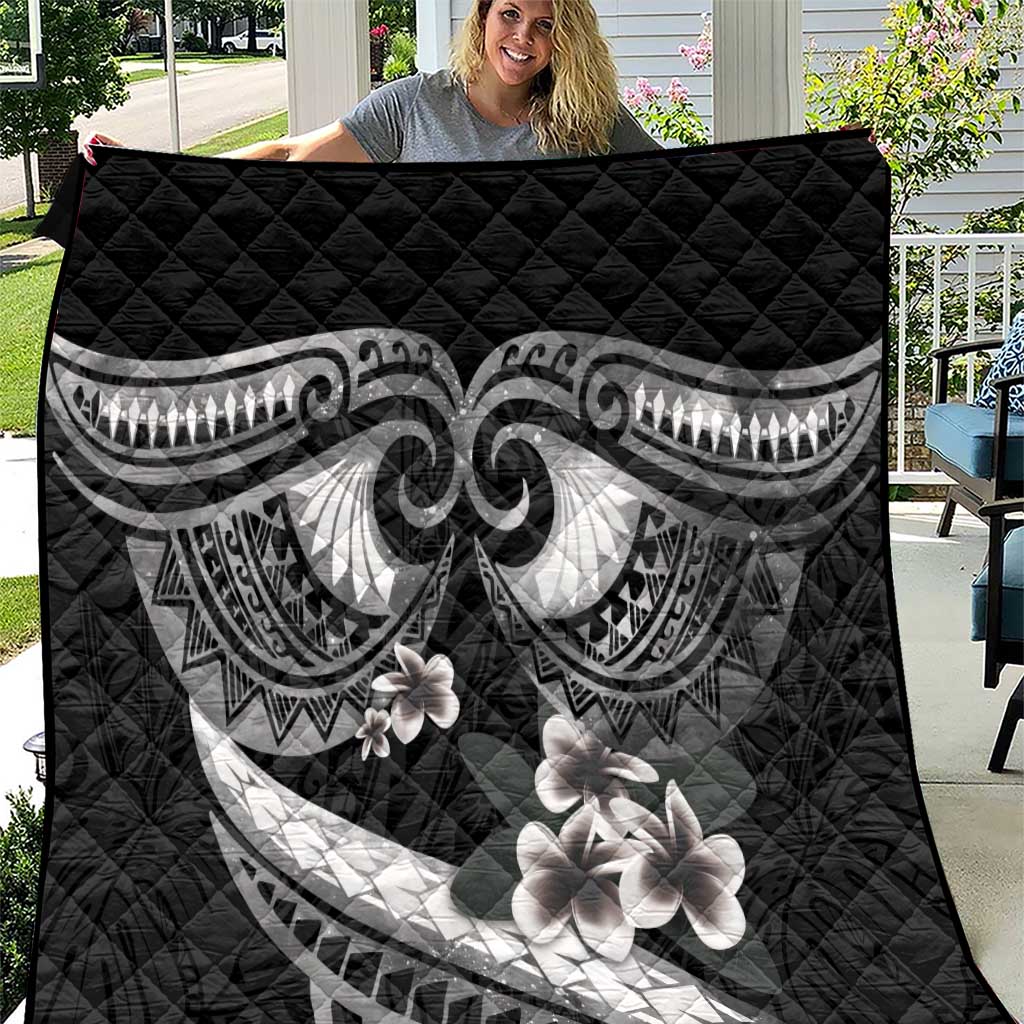 Black Polynesia Quilt Tribal Pattern Tropical Frangipani LT14 Black - Polynesian Pride