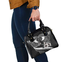 Black Polynesia Shoulder Handbag Tribal Pattern Tropical Frangipani LT14 - Polynesian Pride