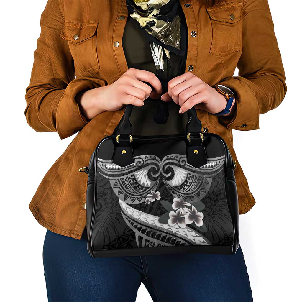 Black Polynesia Shoulder Handbag Tribal Pattern Tropical Frangipani LT14 - Polynesian Pride