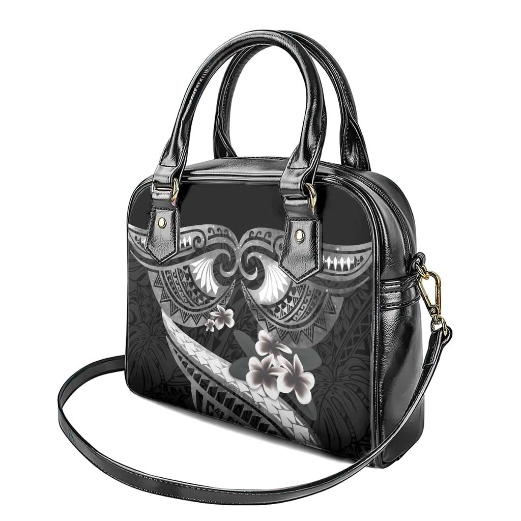 Black Polynesia Shoulder Handbag Tribal Pattern Tropical Frangipani LT14 - Polynesian Pride