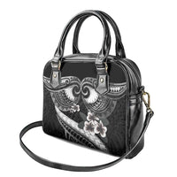 Black Polynesia Shoulder Handbag Tribal Pattern Tropical Frangipani LT14 - Polynesian Pride