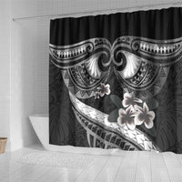 Black Polynesia Shower Curtain Tribal Pattern Tropical Frangipani LT14 - Polynesian Pride