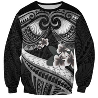 Black Polynesia Sweatshirt Tribal Pattern Tropical Frangipani LT14 Unisex Black - Polynesian Pride