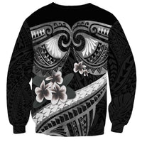 Black Polynesia Sweatshirt Tribal Pattern Tropical Frangipani LT14 - Polynesian Pride