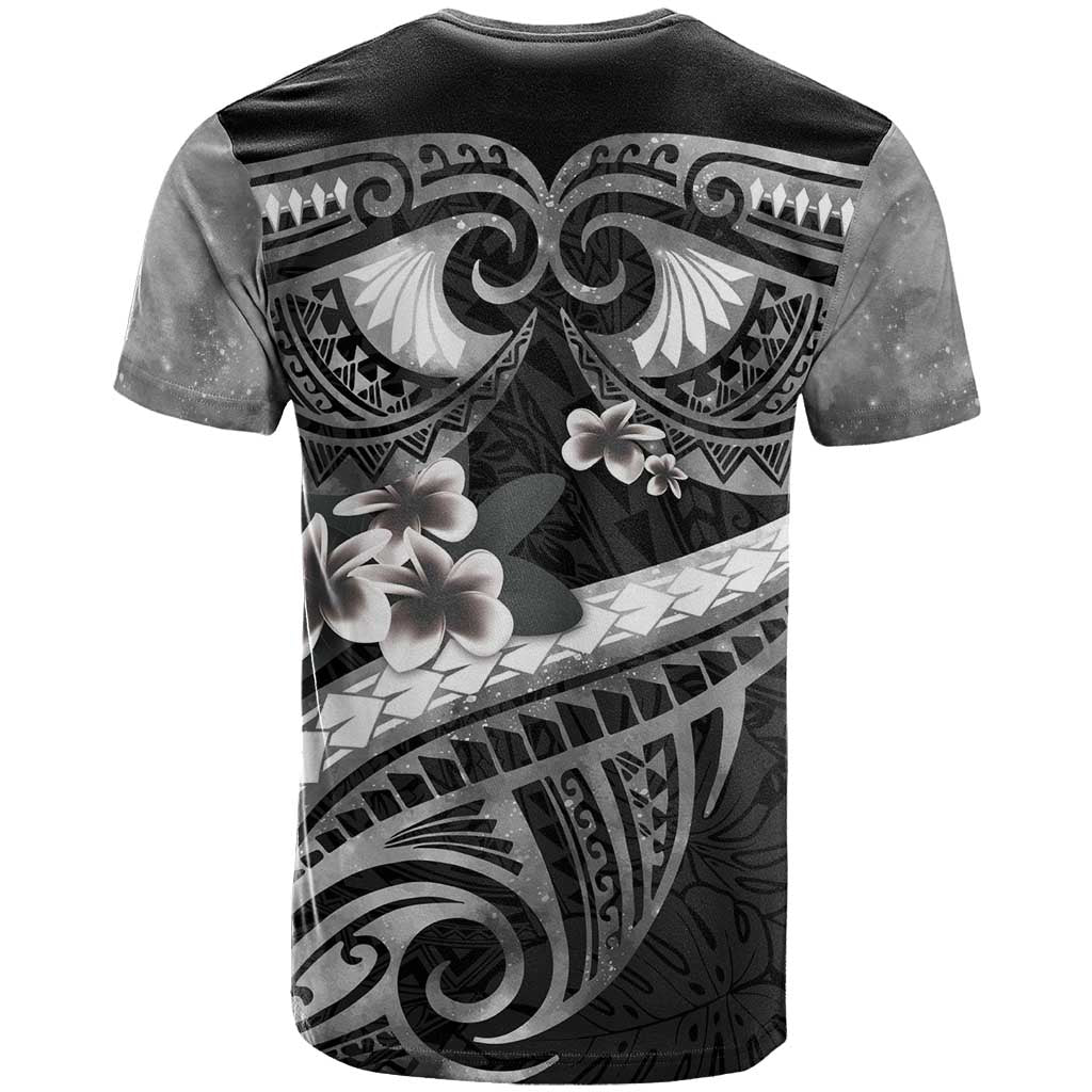 Black Polynesia T Shirt Tribal Pattern Tropical Frangipani LT14 - Polynesian Pride