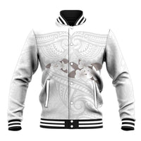 White Polynesia Baseball Jacket Tribal Pattern Tropical Frangipani LT14 Unisex White - Polynesian Pride