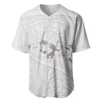 White Polynesia Baseball Jersey Tribal Pattern Tropical Frangipani LT14 White - Polynesian Pride