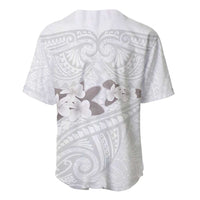 White Polynesia Baseball Jersey Tribal Pattern Tropical Frangipani LT14 - Polynesian Pride