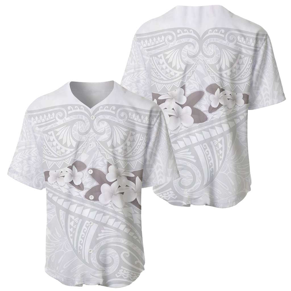 White Polynesia Baseball Jersey Tribal Pattern Tropical Frangipani LT14 - Polynesian Pride
