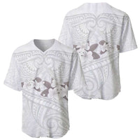 White Polynesia Baseball Jersey Tribal Pattern Tropical Frangipani LT14 - Polynesian Pride