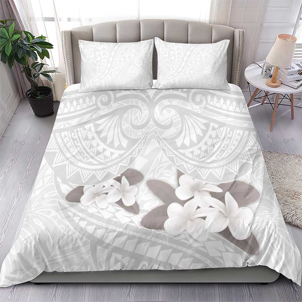 White Polynesia Bedding Set Tribal Pattern Tropical Frangipani LT14 - Polynesian Pride