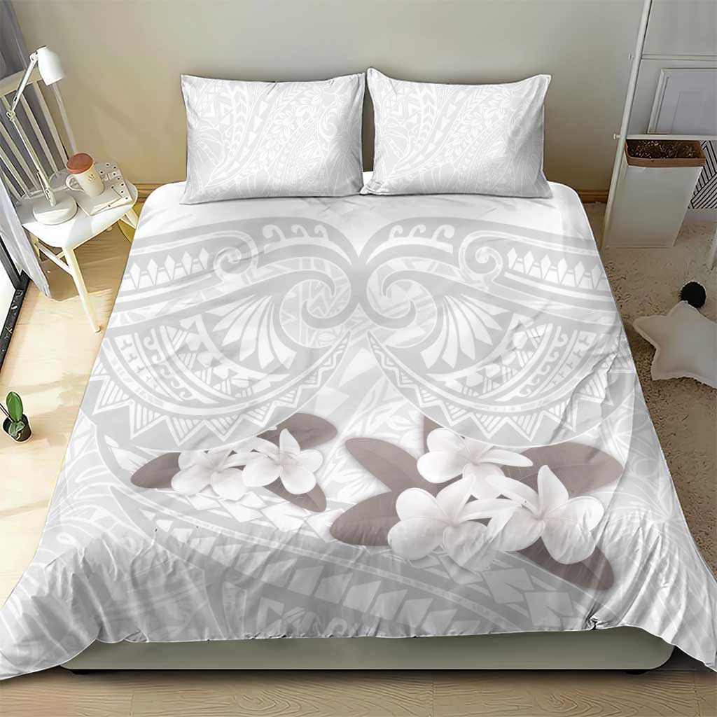White Polynesia Bedding Set Tribal Pattern Tropical Frangipani LT14 - Polynesian Pride