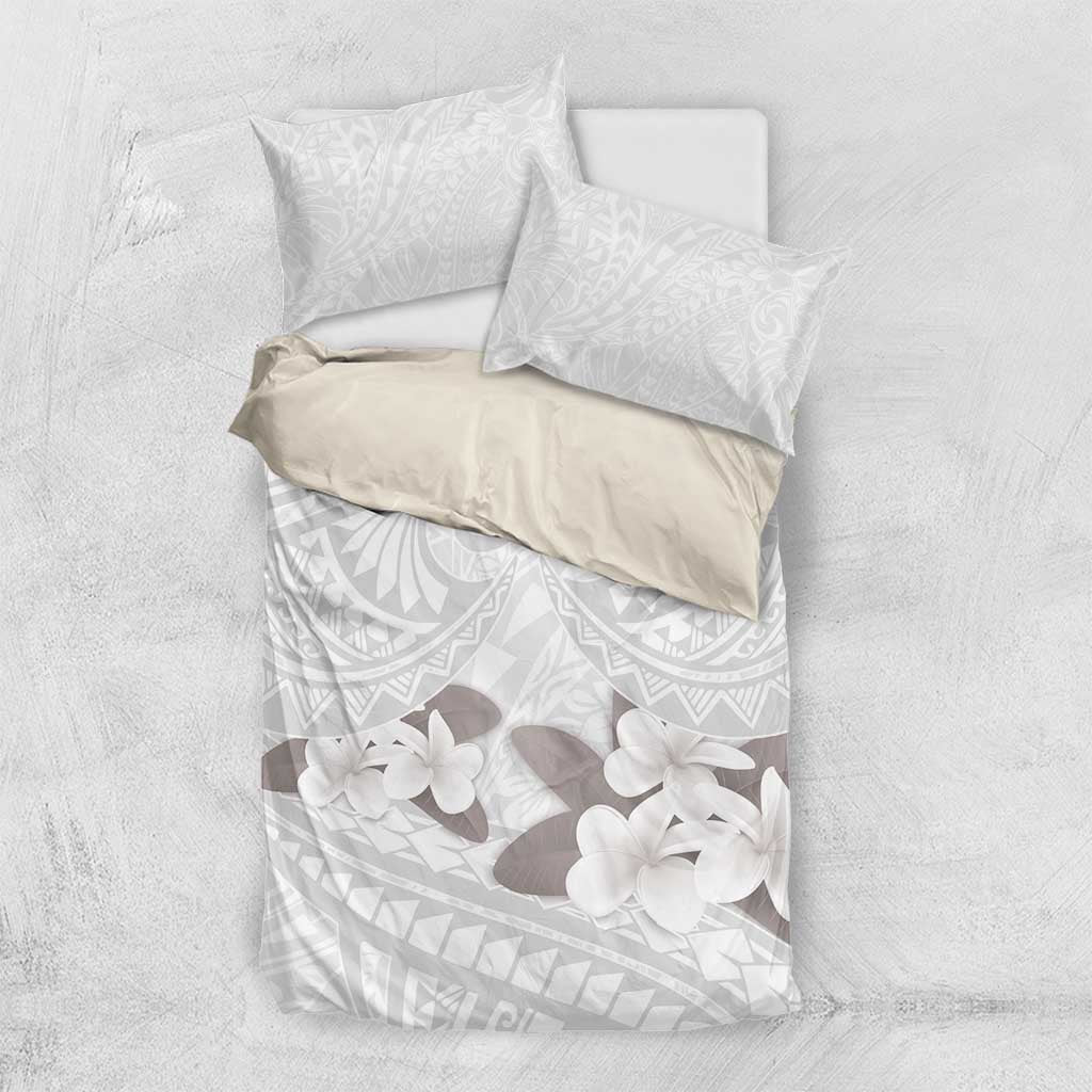 White Polynesia Bedding Set Tribal Pattern Tropical Frangipani LT14 US Twin 172cm x 218cm White - Polynesian Pride