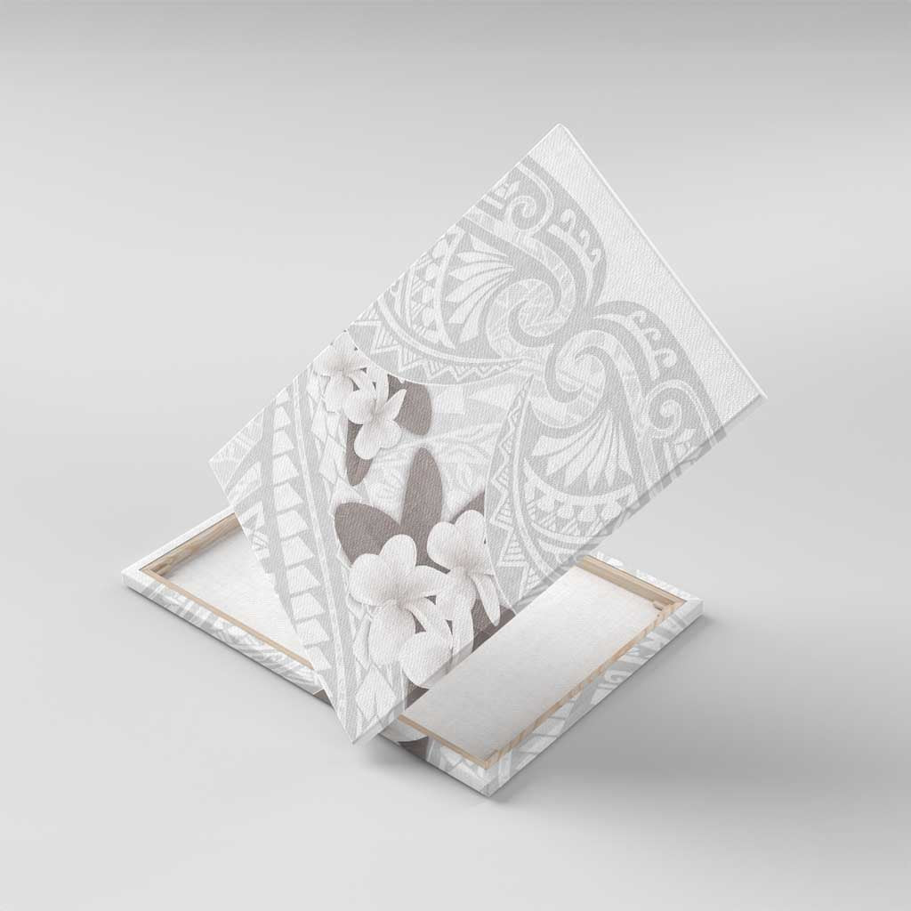 White Polynesia Canvas Wall Art Tribal Pattern Tropical Frangipani