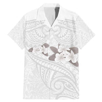 White Polynesia Family Matching Mermaid Dress and Hawaiian Shirt Tribal Pattern Tropical Frangipani