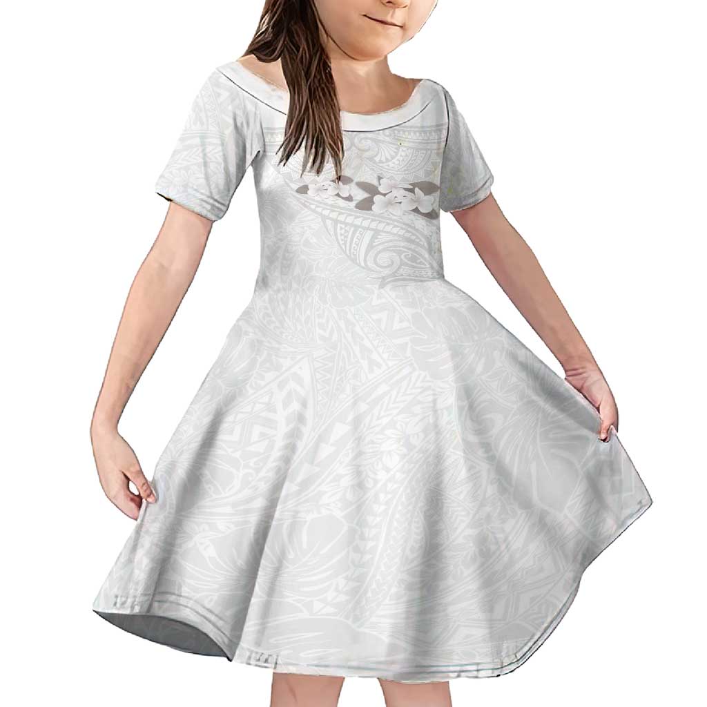 White Polynesia Family Matching Tank Maxi Dress and Hawaiian Shirt Tribal Pattern Tropical Frangipani