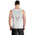 White Polynesia Men Tank Top Tribal Pattern Tropical Frangipani