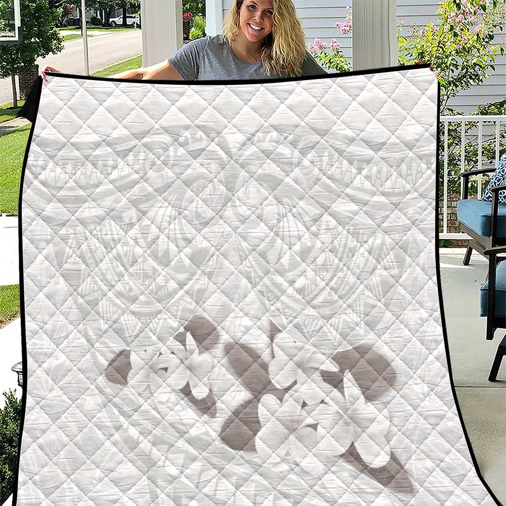 White Polynesia Quilt Tribal Pattern Tropical Frangipani LT14 White - Polynesian Pride