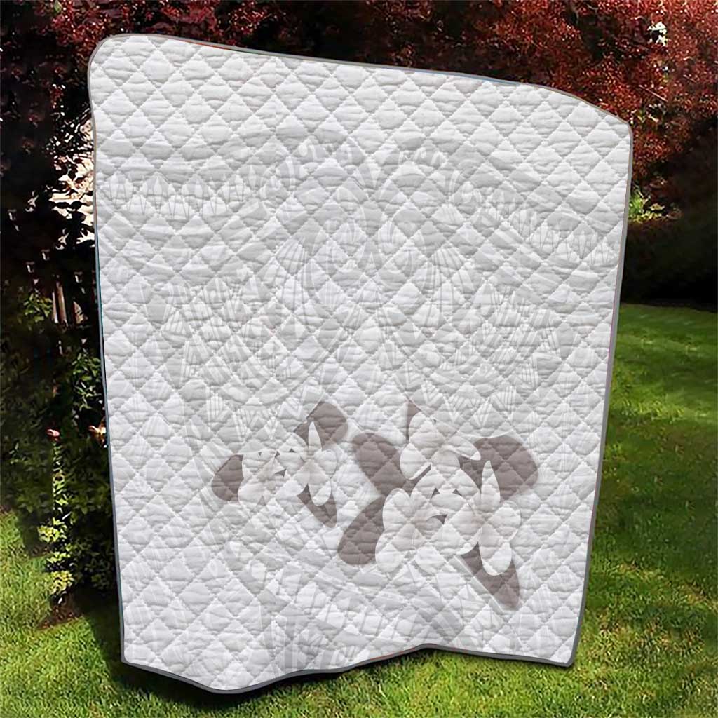 White Polynesia Quilt Tribal Pattern Tropical Frangipani LT14 - Polynesian Pride