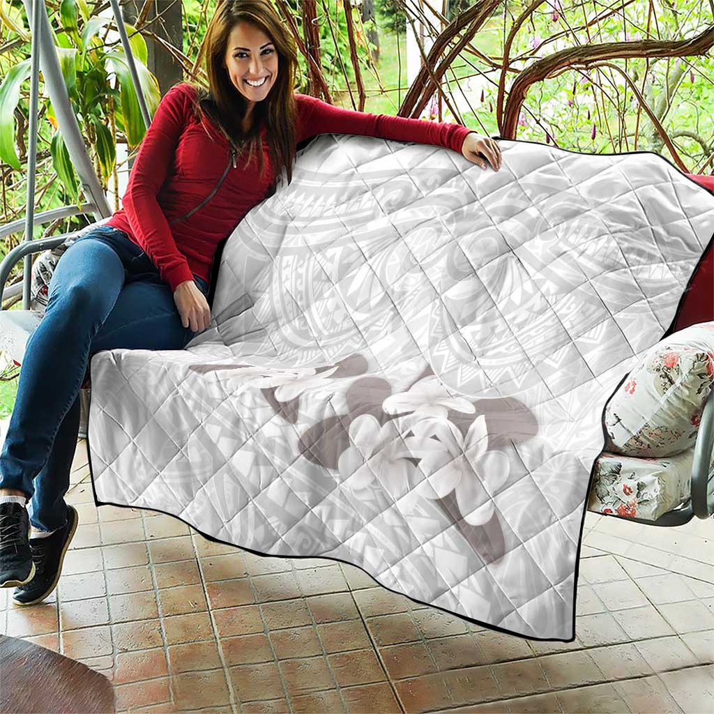 White Polynesia Quilt Tribal Pattern Tropical Frangipani LT14 - Polynesian Pride