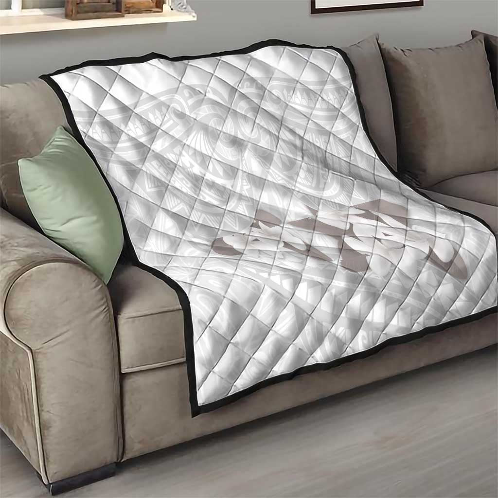White Polynesia Quilt Tribal Pattern Tropical Frangipani LT14 - Polynesian Pride