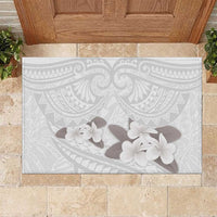 White Polynesia Rubber Doormat Tribal Pattern Tropical Frangipani LT14 White - Polynesian Pride