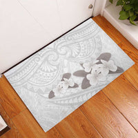 White Polynesia Rubber Doormat Tribal Pattern Tropical Frangipani LT14 - Polynesian Pride