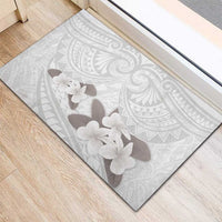 White Polynesia Rubber Doormat Tribal Pattern Tropical Frangipani LT14 - Polynesian Pride