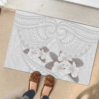 White Polynesia Rubber Doormat Tribal Pattern Tropical Frangipani LT14 - Polynesian Pride