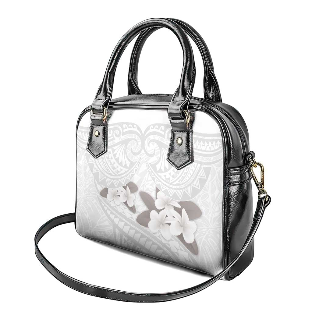 White Polynesia Shoulder Handbag Tribal Pattern Tropical Frangipani LT14 - Polynesian Pride