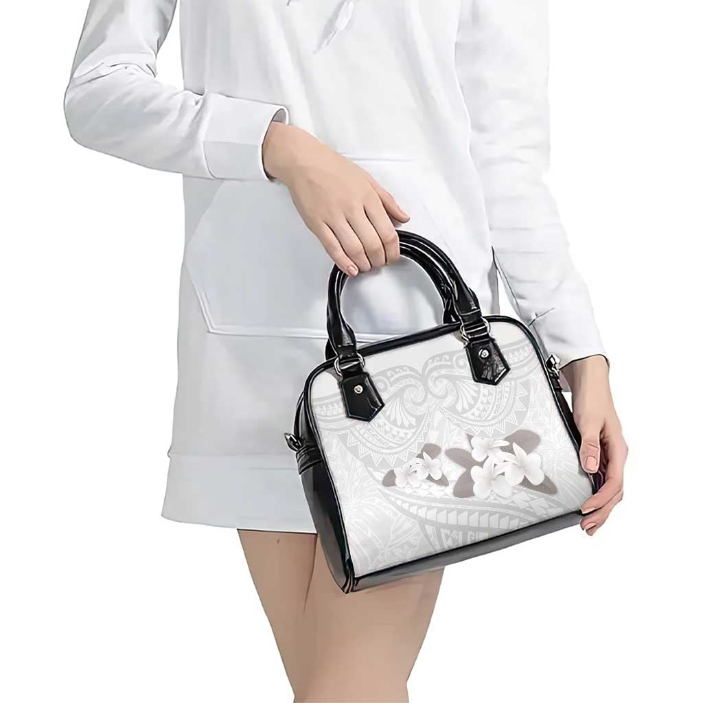 White Polynesia Shoulder Handbag Tribal Pattern Tropical Frangipani LT14 - Polynesian Pride