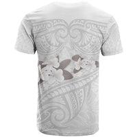 White Polynesia T Shirt Tribal Pattern Tropical Frangipani LT14 - Polynesian Pride