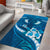 Blue Polynesia Area Rug Tribal Pattern Tropical Frangipani