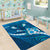 Blue Polynesia Area Rug Tribal Pattern Tropical Frangipani