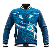 Blue Polynesia Baseball Jacket Tribal Pattern Tropical Frangipani LT14 Unisex Blue - Polynesian Pride