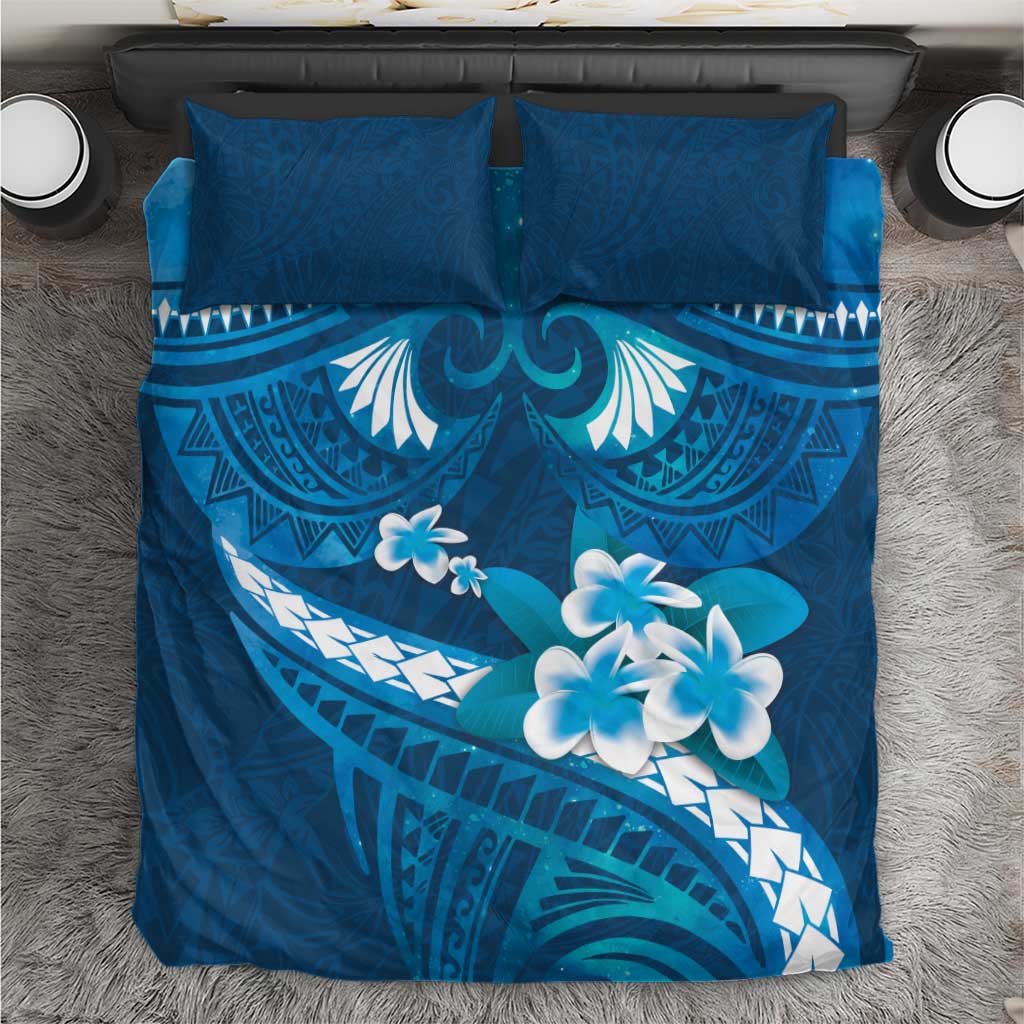 Blue Polynesia Bedding Set Tribal Pattern Tropical Frangipani LT14 Blue - Polynesian Pride