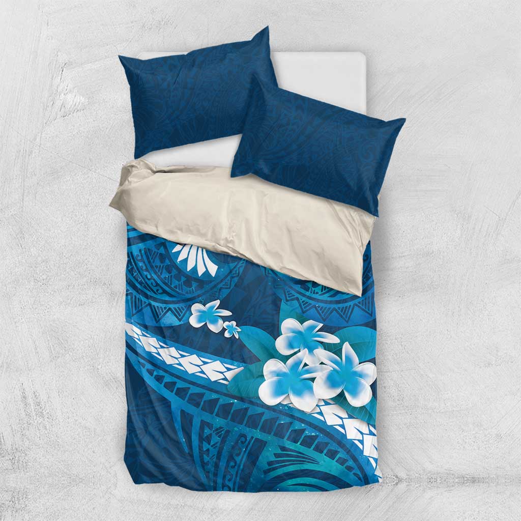 Blue Polynesia Bedding Set Tribal Pattern Tropical Frangipani LT14 US Twin 172cm x 218cm Blue - Polynesian Pride
