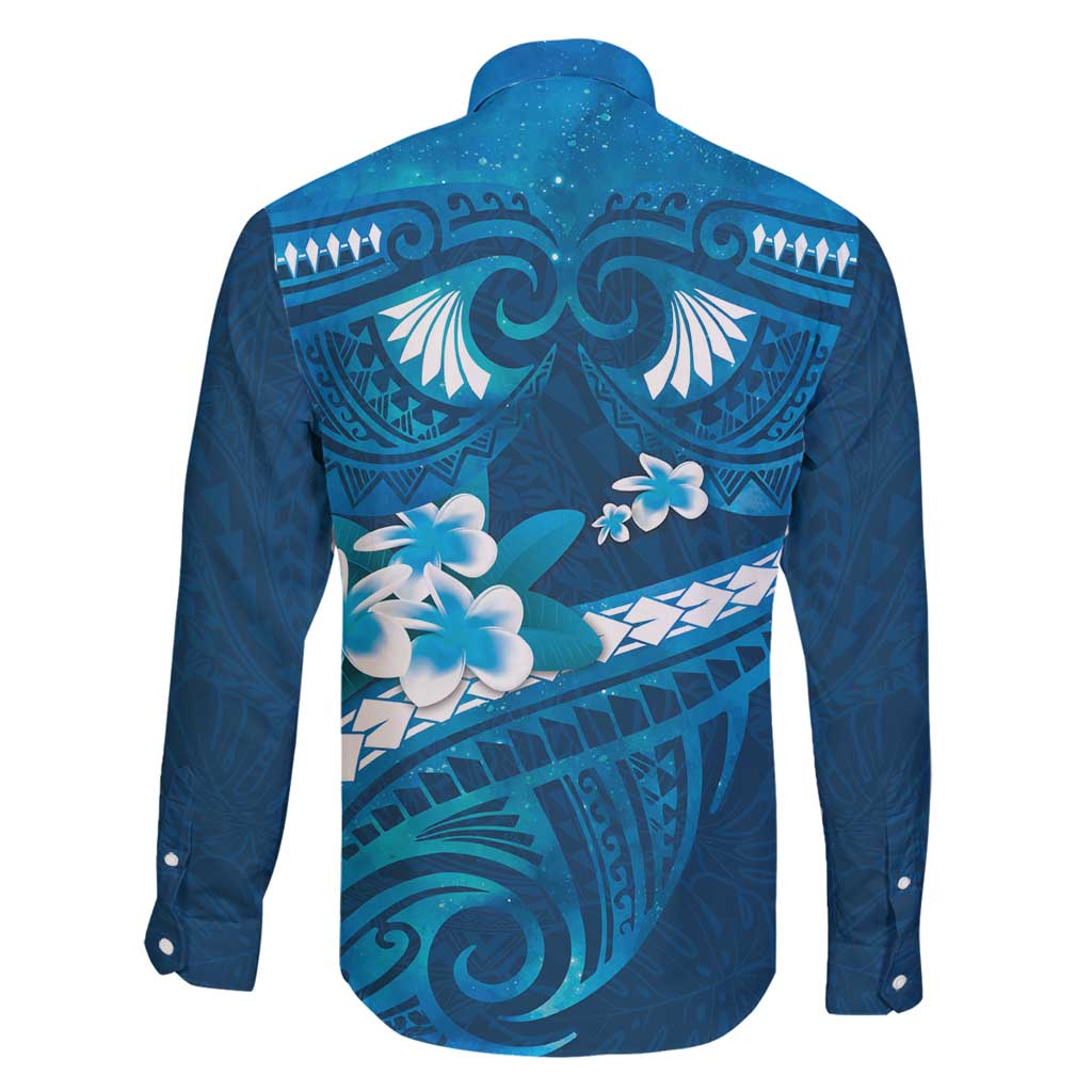 Blue Polynesia Family Matching Mermaid Dress and Hawaiian Shirt Tribal Pattern Tropical Frangipani