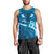 Blue Polynesia Men Tank Top Tribal Pattern Tropical Frangipani