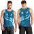 Blue Polynesia Men Tank Top Tribal Pattern Tropical Frangipani