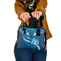 Blue Polynesia Shoulder Handbag Tribal Pattern Tropical Frangipani LT14 One Size Blue - Polynesian Pride